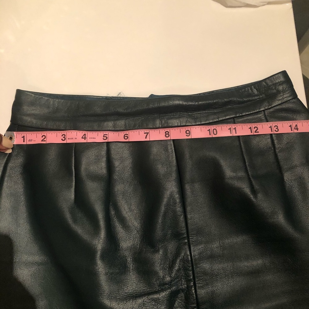 Green Aline Leather Skirt MIDI - Picture 3 of 8